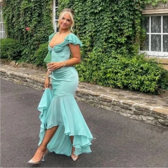 House of CB Set 'Isabella' & 'Lila' Jade Ruffle Sleeve Maxi Skirt Set NWOT - Picture 5 of 14